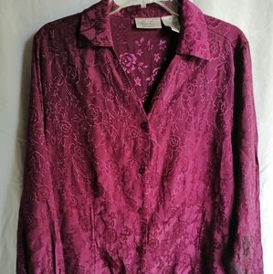 Kathie Lee, size 18/20W, Burgundy Jaquard blouse